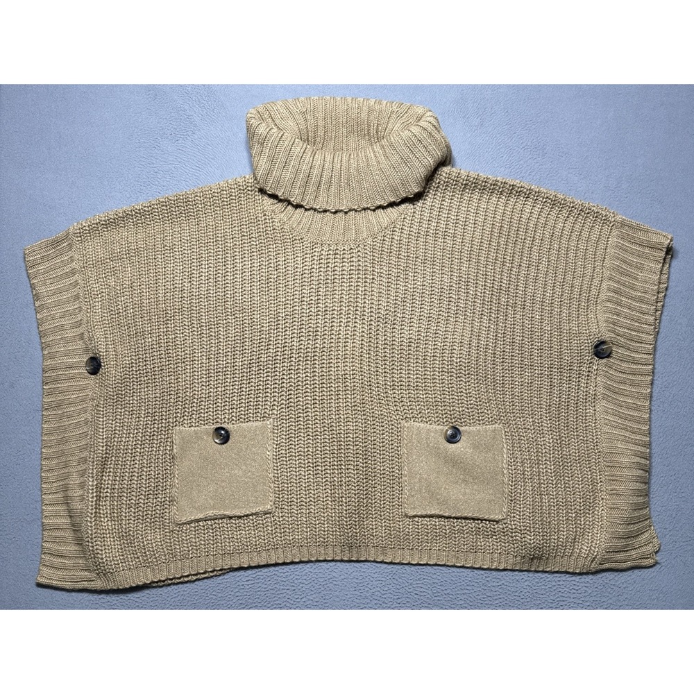 Neiman Marcus Wool Blend Poncho Turtleneck Sweater Womens Small Basic Oversized - Picture 1 of 9